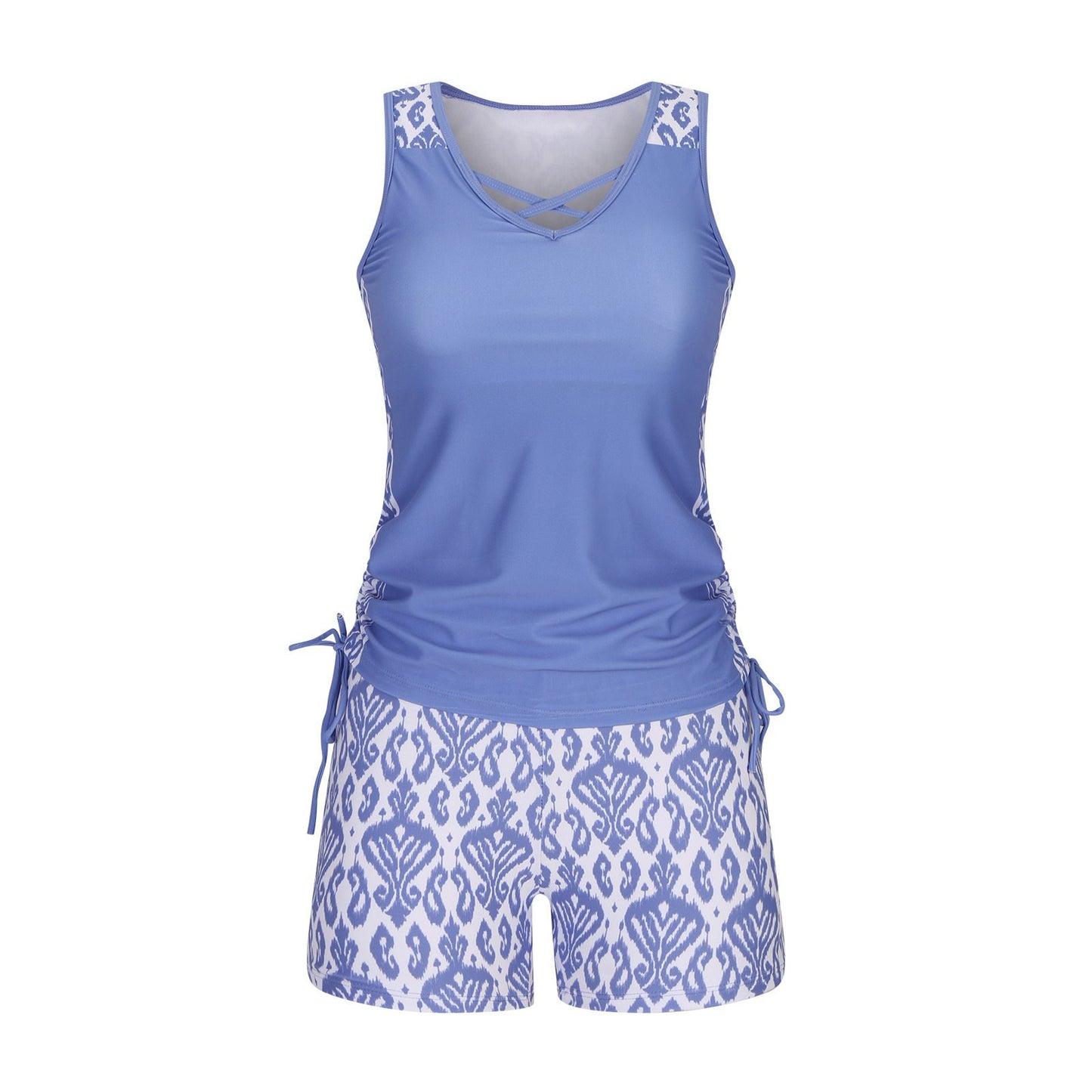 ⏰LAST DAY 49% OFF - Women's Tummy Control Tankini Set with Built-In Bra – Flattering Boho Swimwear with Shorts