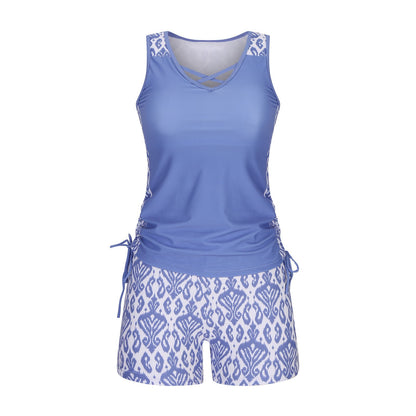 ⏰LAST DAY 49% OFF - Women's Tummy Control Tankini Set with Built-In Bra – Flattering Boho Swimwear with Shorts