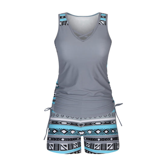 ⏰LAST DAY 49% OFF - Women's Tummy Control Tankini Set with Built-In Bra – Flattering Boho Swimwear with Shorts