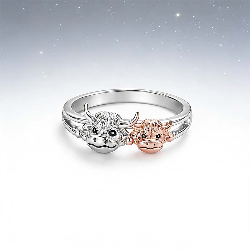 🔥LAST DAY 49% OFF 💕 ✨ Handcrafted Highland Cow Adjustable Ring