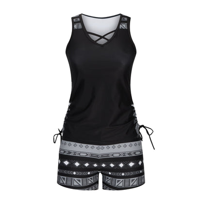 ⏰LAST DAY 49% OFF - Women's Tummy Control Tankini Set with Built-In Bra – Flattering Boho Swimwear with Shorts