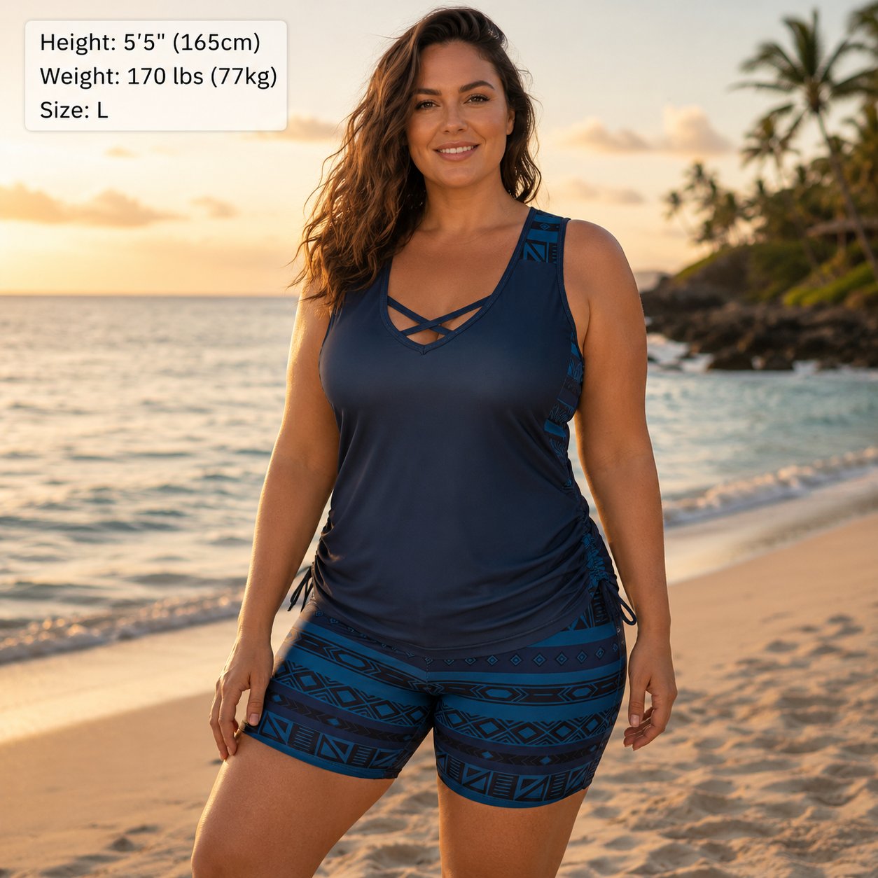 ⏰LAST DAY 49% OFF - Women's Tummy Control Tankini Set with Built-In Bra – Flattering Boho Swimwear with Shorts