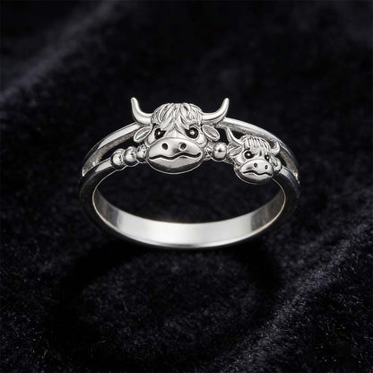 🔥LAST DAY 49% OFF 💕 ✨ Handcrafted Highland Cow Adjustable Ring