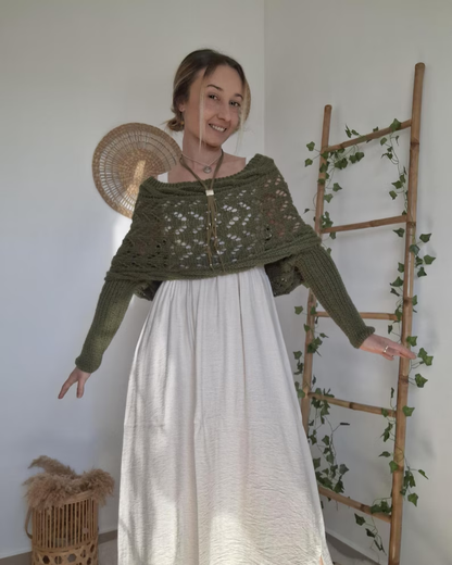 🥰Summer Sale-50% OFF💛Scarf with Sleeves, Boho Shrug Cardigan, Wrap Sweater Women, Boho Weeding Shawl