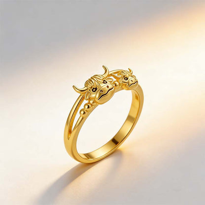 🔥LAST DAY 49% OFF 💕 ✨ Handcrafted Highland Cow Adjustable Ring