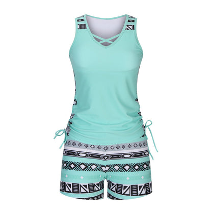 ⏰LAST DAY 49% OFF - Women's Tummy Control Tankini Set with Built-In Bra – Flattering Boho Swimwear with Shorts