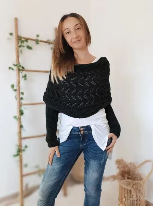 🥰Summer Sale-50% OFF💛Scarf with Sleeves, Boho Shrug Cardigan, Wrap Sweater Women, Boho Weeding Shawl