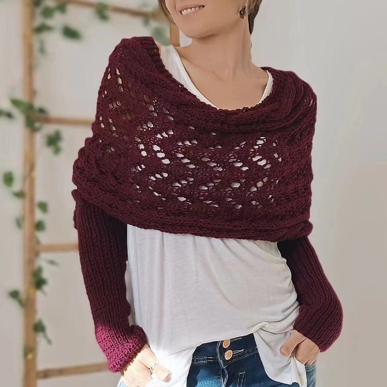 🥰Summer Sale-50% OFF💛Scarf with Sleeves, Boho Shrug Cardigan, Wrap Sweater Women, Boho Weeding Shawl