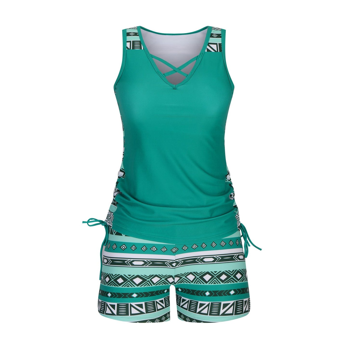 ⏰LAST DAY 49% OFF - Women's Tummy Control Tankini Set with Built-In Bra – Flattering Boho Swimwear with Shorts