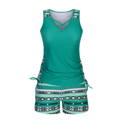 ⏰LAST DAY 49% OFF - Women's Tummy Control Tankini Set with Built-In Bra – Flattering Boho Swimwear with Shorts