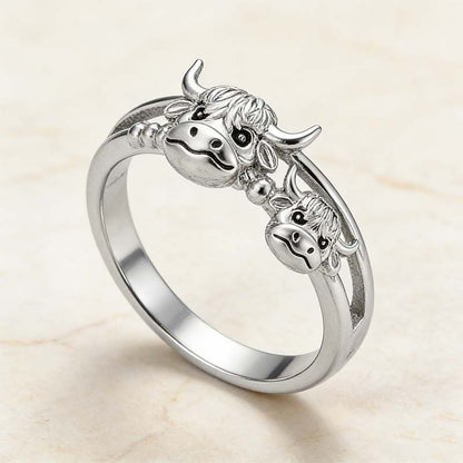 🔥LAST DAY 49% OFF 💕 ✨ Handcrafted Highland Cow Adjustable Ring