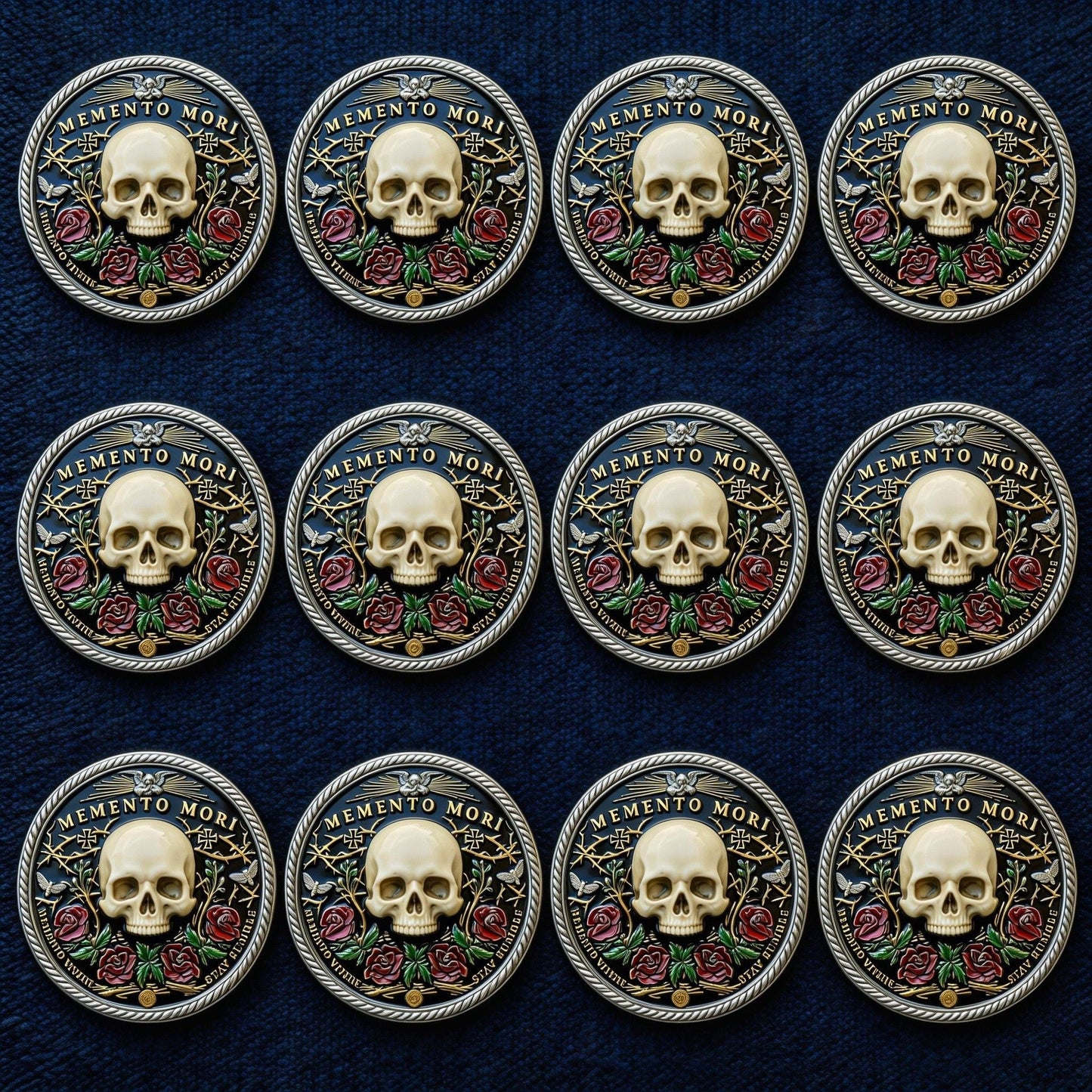 🌹💀Memento Mori Reflection 💎3D Carving Collector-Grade Coin